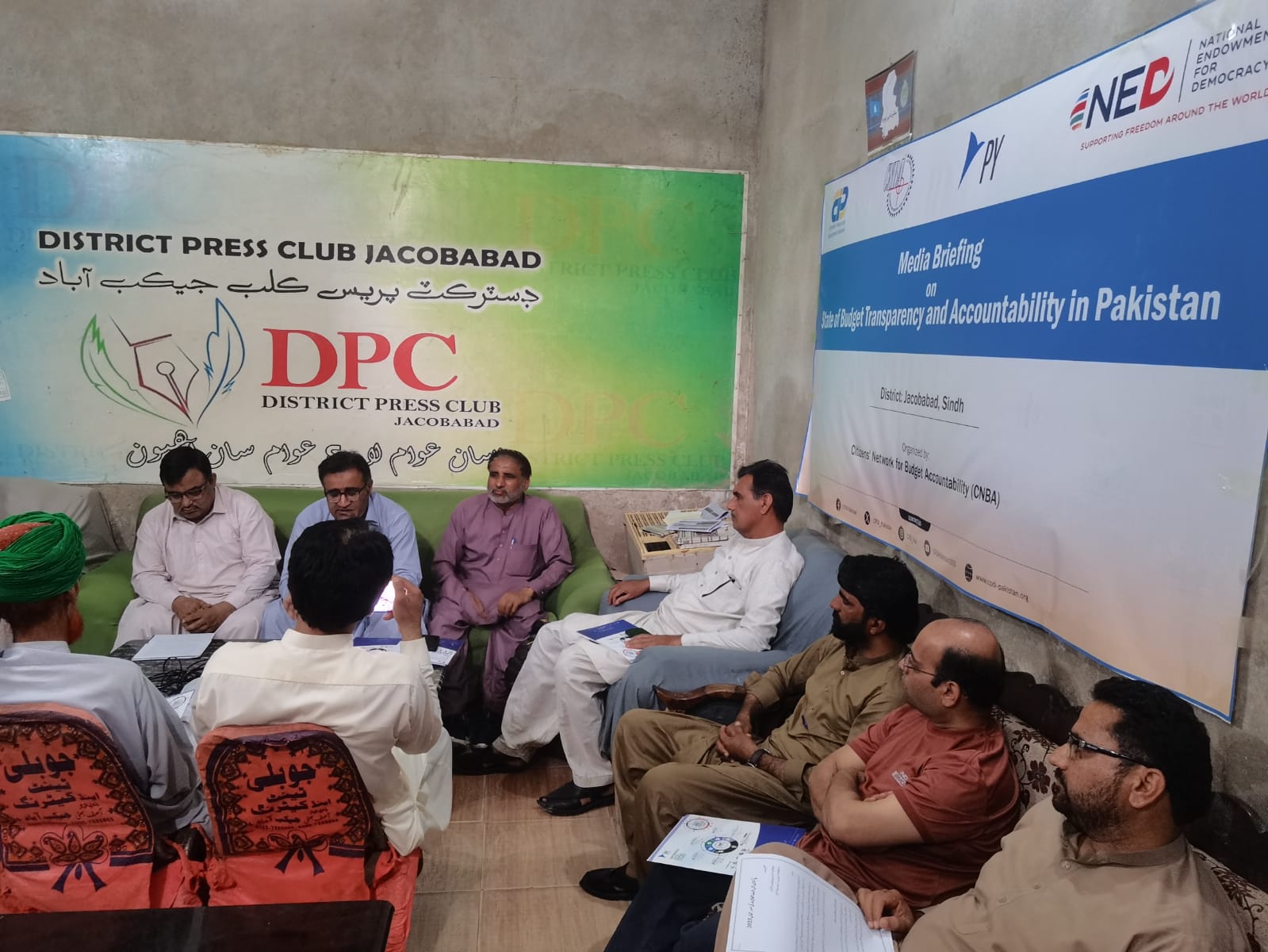 CNBA media briefing on budget transparency at Jacobabad Press Club